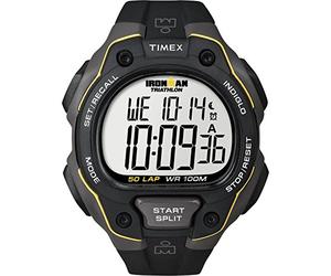 Timex Men's Quartz Watch with LCD Dial Digital Display and Black Resin Strap T5K494