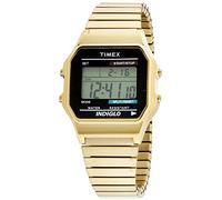 Timex Men's Quartz Watch with LCD Dial Digital Display and Gold Stainless Steel Bracelet T78677PF