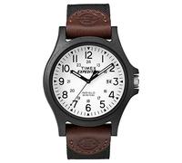 Timex Men's Quartz Watch with White Dial Analogue Display and Brown Nylon Strap TW4B08200
