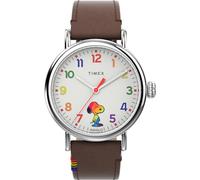 Timex Men's Standard 40mm Watch, Brown/White/Silver-Tone, Modern