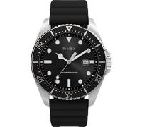 Timex Men's Trend 42 mm Watch - Black Silicone Strap Black Dial Silver