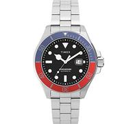 Timex Men's Trend Mechanical 43 mm Watch - Stainless Steel Stainless Steel Bracelet Blue Dial Silver-Tone Case TW2V72100