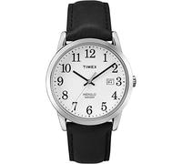 Timex Men's TW2P75600 Easy Reader Silver-Tone Black Leather Strap Watch