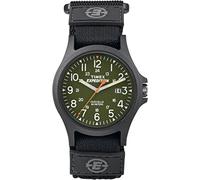 Timex Men's TW4B08100 Expedition Acadia Leather/Nylon Strap Watch, Black/Green, 41 mm., Sport