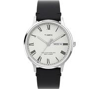 Timex Men's Waterbury 40 mm Watch - Black Leather Two-Piece Quick Release Strap White Dial Stainless Steel Case TW2W15000