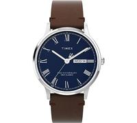 Timex Men's Waterbury 40 mm Watch - Brown Leather Two-Piece Quick Release Strap Blue Dial Stainless Steel Case TW2W14900