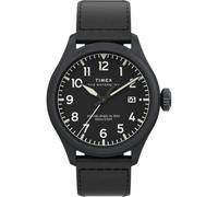 Timex Men's Waterbury Ace 41 mm Quartz Watch - Black Leather Strap with Black Dial and Case TW2Y18900