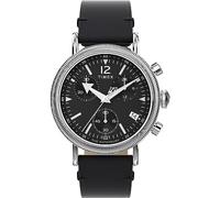 Timex Men's Waterbury Chronograph 40 mm Watch - Black Leather Two-Piece Quick Release Strap Black Dial Silver-Tone Case TW2W20600