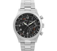 Timex Men's Waterbury Chronograph 42mm Watch - Stainless Steel Bracelet Black Dial Stainless Steel Case