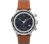 Timex Men's Waterbury Classic Chrono 40mm Stainless Steel Quartz Dress Watch with Leather Strap, Brown, 20 TW2V30800