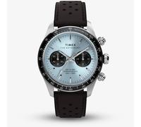 Timex Mens Waterbury Heritage Blue Chronograph Dial Brown Leather Strap Watch TW2Y70600