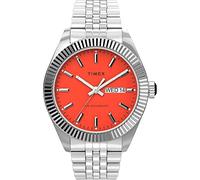 Timex Men's Waterbury Legacy Day-Date 41mm Watch - Orange Dial with Stainless Steel Case and Bracelet