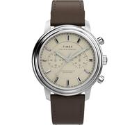 Timex Men's Waterbury Metropolitan 41mm Watch - Brown Strap Cream Dial Stainless Steel Case