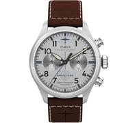 Timex Men's Waterbury Traditional 41mm Watch - Brown Two- Piece Quick Release Silver-Tone Dial Stainless Steel Case