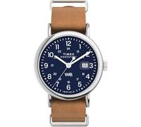 Timex Men's Weekender 40 mm Watch - Brown Leather Strap with Blue Dial and Silver-Tone Case TW2W86800