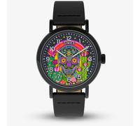 Timex Mens Weekender Day Of The Dead Black Leather Strap Watch TW2Y15900