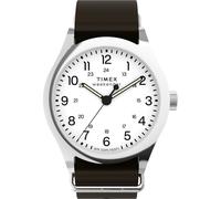 Timex Mens Weekender Main Line White Dial Leather Strap Watch TW2Y35800 | Acotis - Stainless Steel / Mineral Glass / Leather