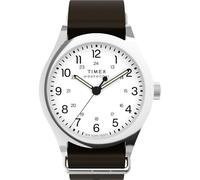 Timex Men's Weekender New England 3 Hand 39mm Watch - Brown Slip-Thru Double Layer White Dial Stainless Steel Case