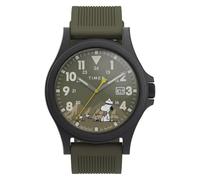 Timex Peanuts Expedition Acadia Men's Watch 40mm, Green Strap, Green Dial, Black Case