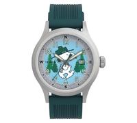 Timex Peanuts Expedition Scout 40mm Men's Watch - Green Strap Blue Dial Silver Case