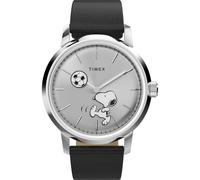 Timex Peanuts Marlin 40mm Mens Automatic Football Watch - Black Strap Silver Dial Silver Case