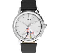 Timex Peanuts Marlin Automatic Americana Men's Watch 40mm, Black Strap, Silver Dial, Silver Case