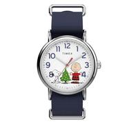 Timex Peanuts Weekender Charlie Brown Christmas Men's Watch 38mm Blue Strap White Dial Silver Case
