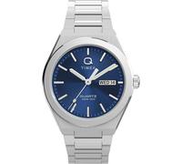 Timex Q Continental Day and Date 39mm Men's Watch - Stainless Steel Strap - Blue Dial - Stainless Steel Case