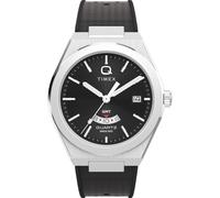 Timex Q Continental GMT 39mm Men's Watch - Black Strap Black Dial Stainless Steel Case