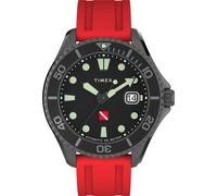 Timex Red Mens Analogue Watch Deep Water Tiburon Automatic TW2W21000