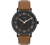 Timex Southview Men's 41 mm Watch Black Case, Tan Leather Strap TW2V91400