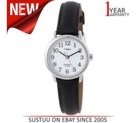 Timex T20441 Womens Easy Reader Watch│Black/Silver│Genuine Leather Strap