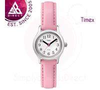 Timex Kids Watch White Dial Analogue Display and Pink Leather Strap (T79081)