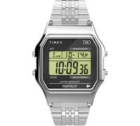 Timex T80 34mm Quartz Stainless Steel Strap, Silver, 18 Casual Watch (Model: TW2V19000YB), Silver-Tone/Black Bracelet