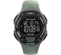 Timex Triathlon Classic 30 Lap Men's Watch, 38 mm, Green Strap, Digital Dial, Black Case