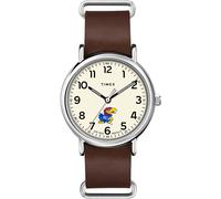 Timex Tribute Men's Collegiate Weekender 40mm Quartz Leather Strap, Kansas Jayhawks