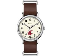 Timex Tribute Men's Collegiate Weekender 40mm Quartz Leather Strap, Washington State Cougars