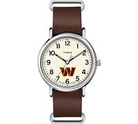 Timex Tribute Men's NFL Weekender 40mm Watch - Washington Commanders with Brown Genuine Leather Slip-Thru Strap, Washington Commanders
