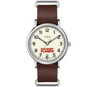 Timex Tribute Men's NHL Weekender 40mm Quartz Leather Strap, Calgary Flames
