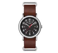 Timex Weekender 38mm Black Dial and Brown Leather Strap Quartz Watch TW2R63100