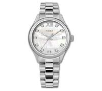 Timex Legacy Women's Watch Stainless Steel Silver Steel Case Quartz Movement Silver Dial Brown Steel Bracelet with Deployment Clasp 5 ATM, silver
