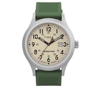 Timex Men's Expedition Scout 40mm Watch, Green Silicone Strap Natural Dial IP Steel Case