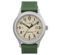 Timex Men's Expedition Scout 40mm Watch, Green Silicone Strap Natural Dial IP Steel Case