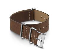 Timex TW7C63000 20mm Brown Double-Layered Leather Slip-Thru Strap, Brown Leather, 20mm, Modern
