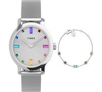 Timex Women's Transcend Giftset 31mm Stainless Steel Mesh Band Watch and Bracelet