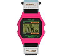 Timex Unisex Main Street 36 mm Watch - Blue Nylon Strap Digital Dial Pink Case TW2W72200