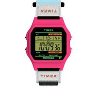 Timex Unisex Main Street 36 mm Watch - Blue Nylon Strap Digital Dial Pink Case TW2W72200
