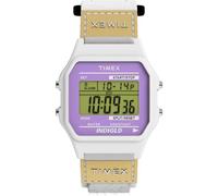Timex Unisex Main Street 36 mm Watch - White Nylon Strap Digital Dial White Case TW2W72300