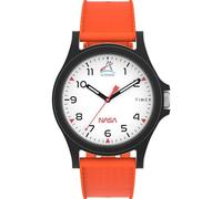 Timex Unisex Main Street 40 mm Watch - Orange Silicone Strap with White Dial and Black Case TW2Y13000