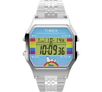 Timex Unisex Peanuts 80 Dream in Color 34mm Watch - Stainless Steel Bracelet Digital Dial Silver-Tone Case